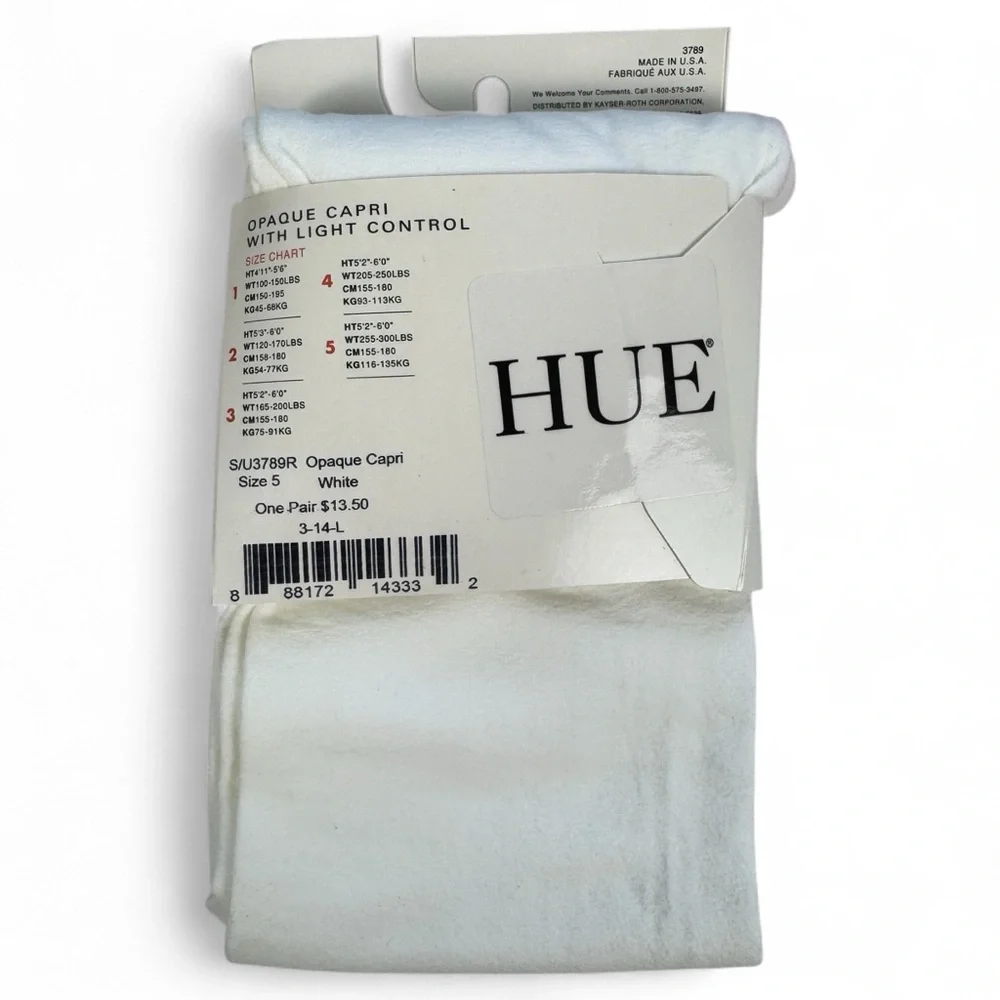 Hue‎ Womens White Opaque Capri Tights w/ Light Control Size 5 - 255-300 Lbs